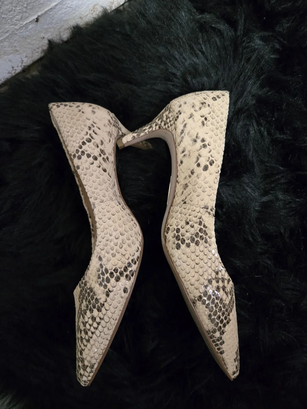 Louise et Cie Beige Snake-Print Pointed-Toe Heels